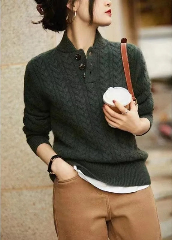 Karen | Women's Cable-Knit Sweater - Size:XS;Color:Olive