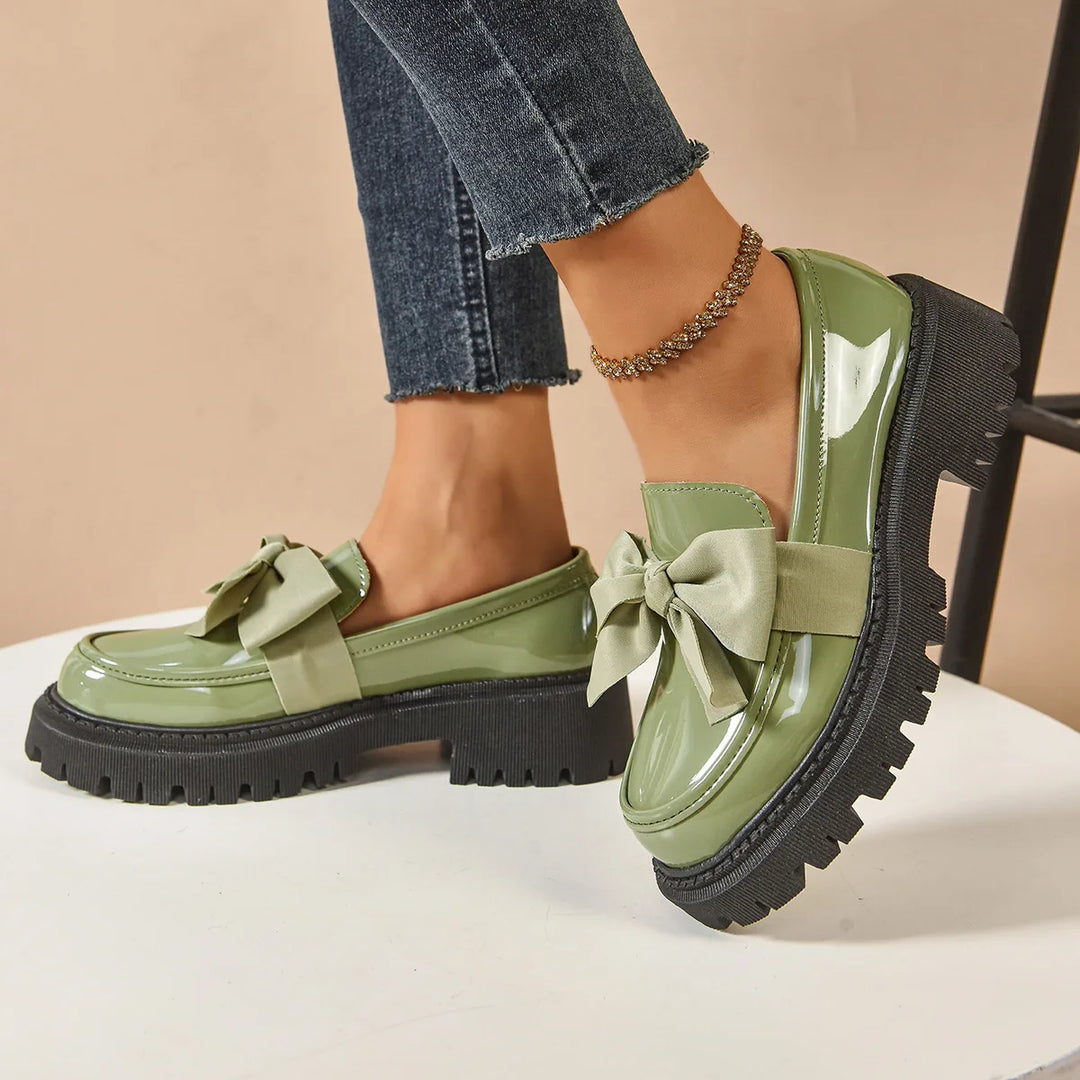Kathleen | Women's Orthopedic Platform Loafers - Color:Green;Size:35