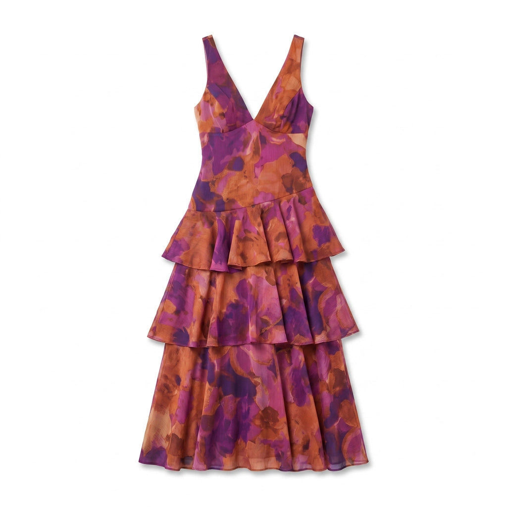 Kayleigh Chiffon Dress - Color:Fuchsia;Size:XXS