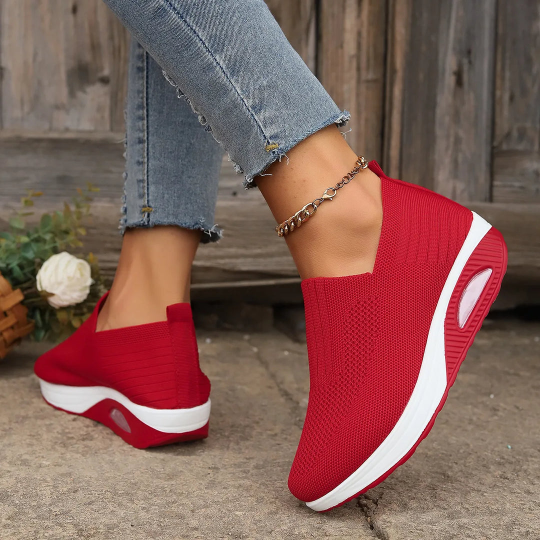 Kelly | Women's Cushioned Orthopedic Sneakers  - Color:Red;Size:36