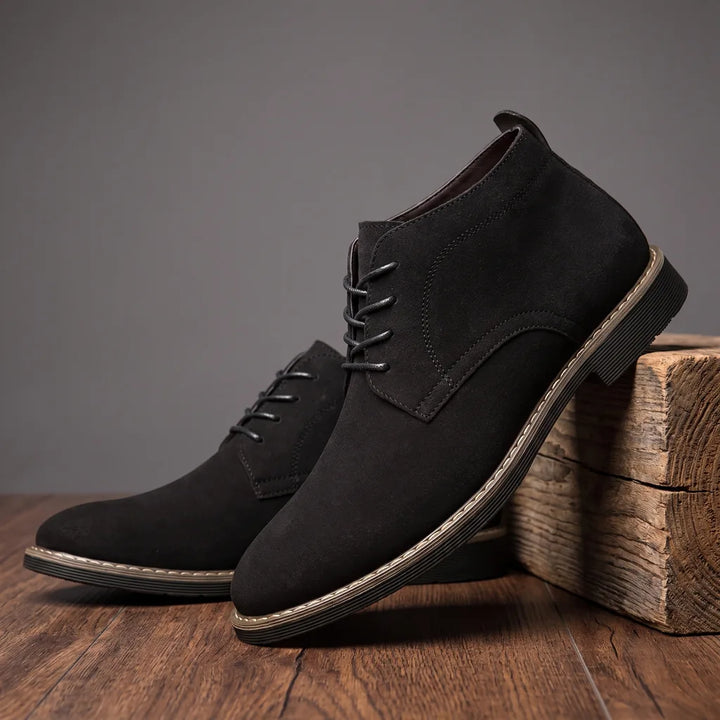Kelvin | Men's Vintage Lace-Up Dress Boots - Color:Black;Size:39