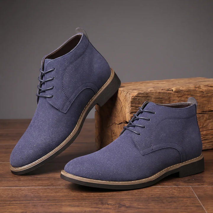 Kelvin | Men's Vintage Lace-Up Dress Boots - Color:Blue;Size:39