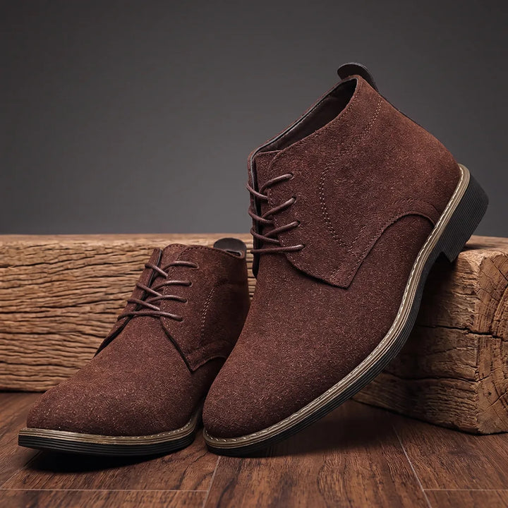 Kelvin | Men's Vintage Lace-Up Dress Boots - Color:Brown;Size:39