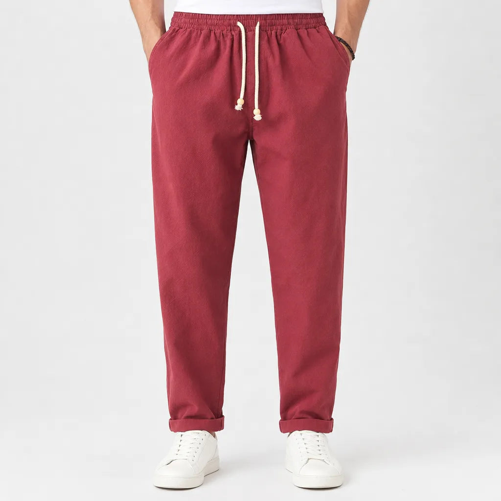 Kenji | Mens Loose Fit Baggy Pants - Color:Red;Size:S