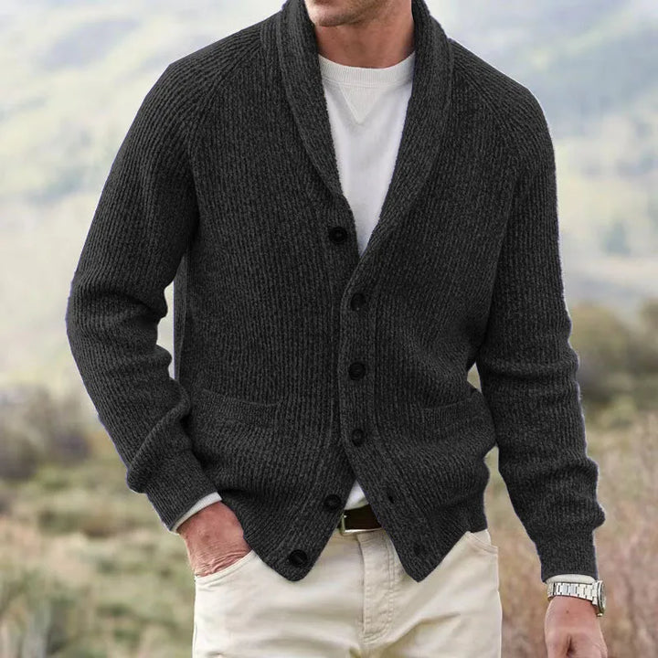 Kevin | Men's Vintage Cardigan - Color:Black;Size:M