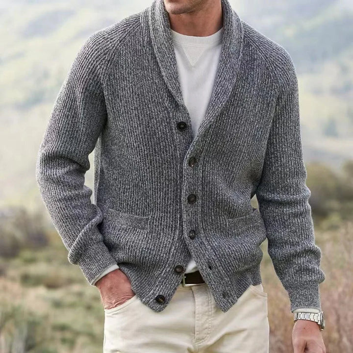 Kevin | Men's Vintage Cardigan - Color:Gray;Size:M