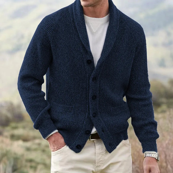 Kevin | Men's Vintage Cardigan - Color:Marine Blue;Size:M