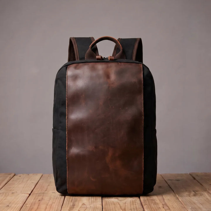 Kingsley Panel Canvas Backpack - Color:Black