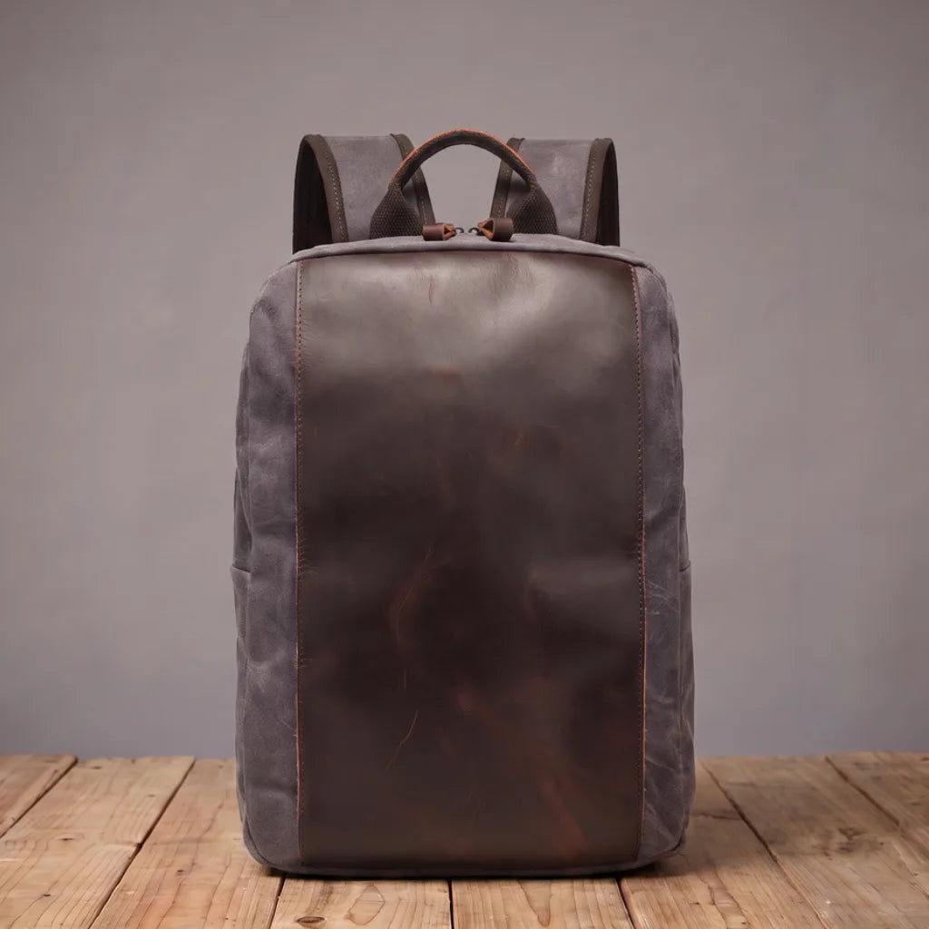 Kingsley Panel Canvas Backpack - Color:Gray