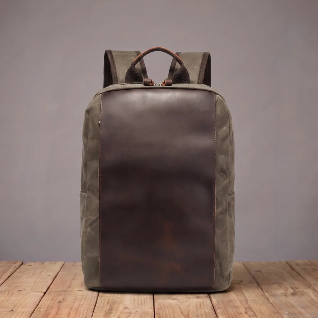 Kingsley Panel Canvas Backpack - Color:Green