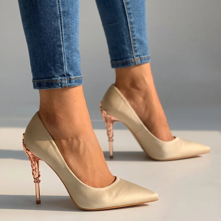 Kylie | Women's Elegant Heels  - Color:Beige;Size:35
