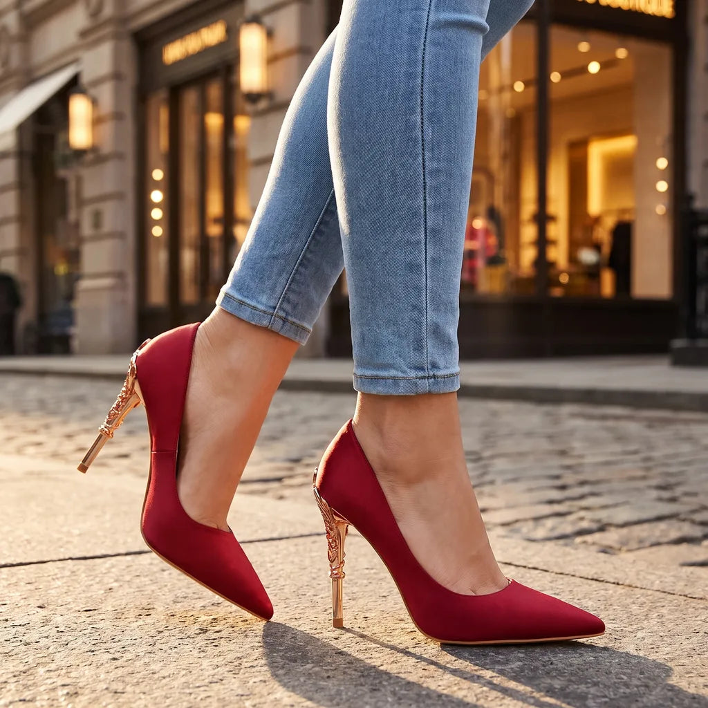 Women's Red Havelock Pointed Stiletto Pumps