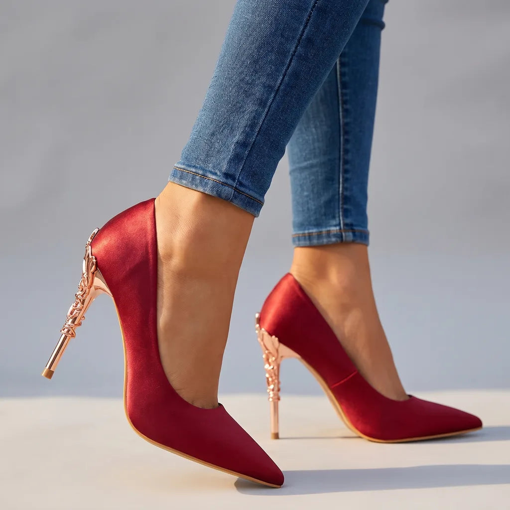 Kylie | Women's Elegant Heels  - Color:Red;Size:35