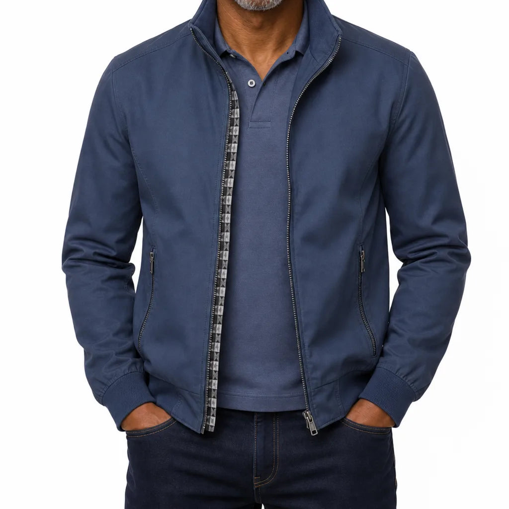 Men's Blue Greer Zip Bomber Jacket