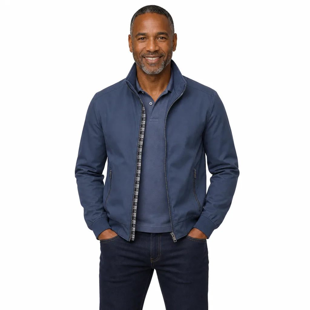 Men's Blue Greer Zip Bomber Jacket