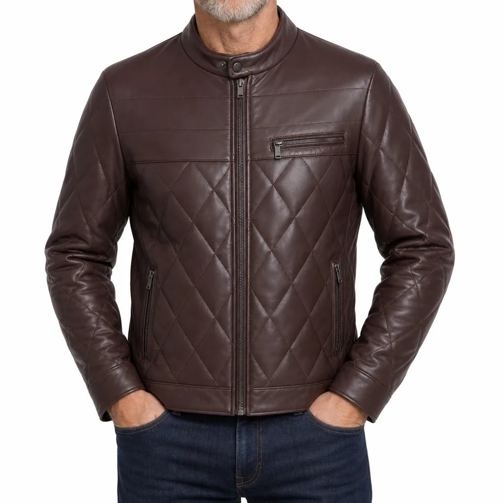 Landon | Quilted Jacket - Color:Brown;Size:S