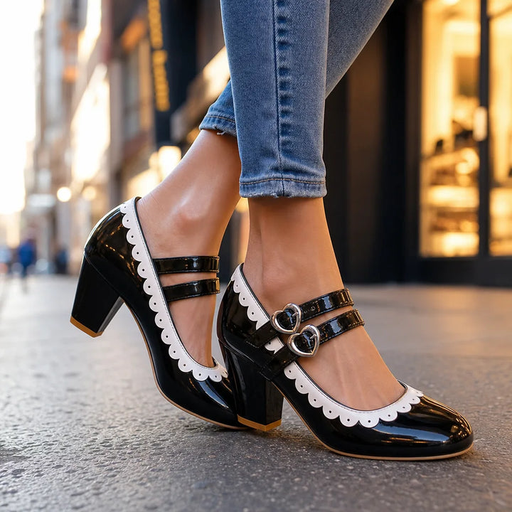 Women's Black Burnett | Women's Orthopedic Double-Strap Mary Jane Heels