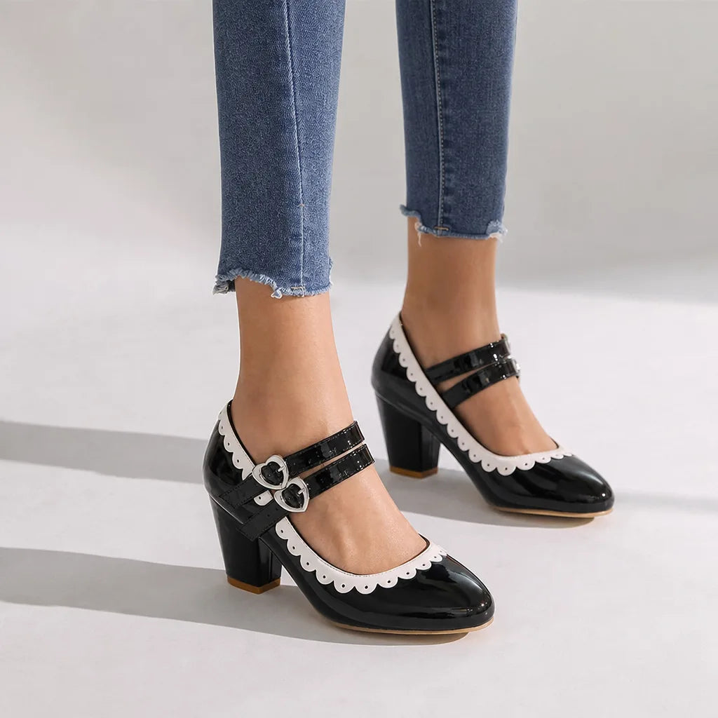 Laura | Women's Orthopedic Mary Jane Heels  - Color:Black;Size:35