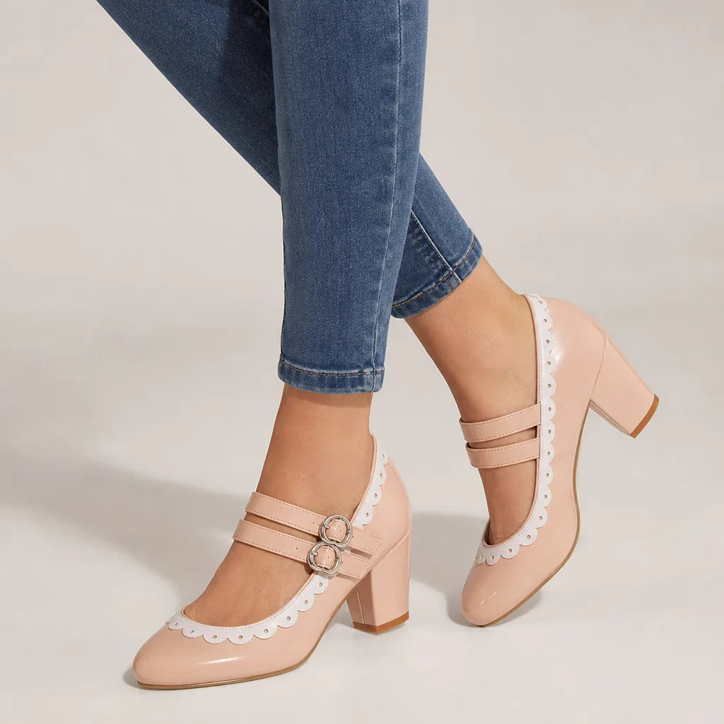 Laura | Women's Orthopedic Mary Jane Heels  - Color:Pink;Size:35