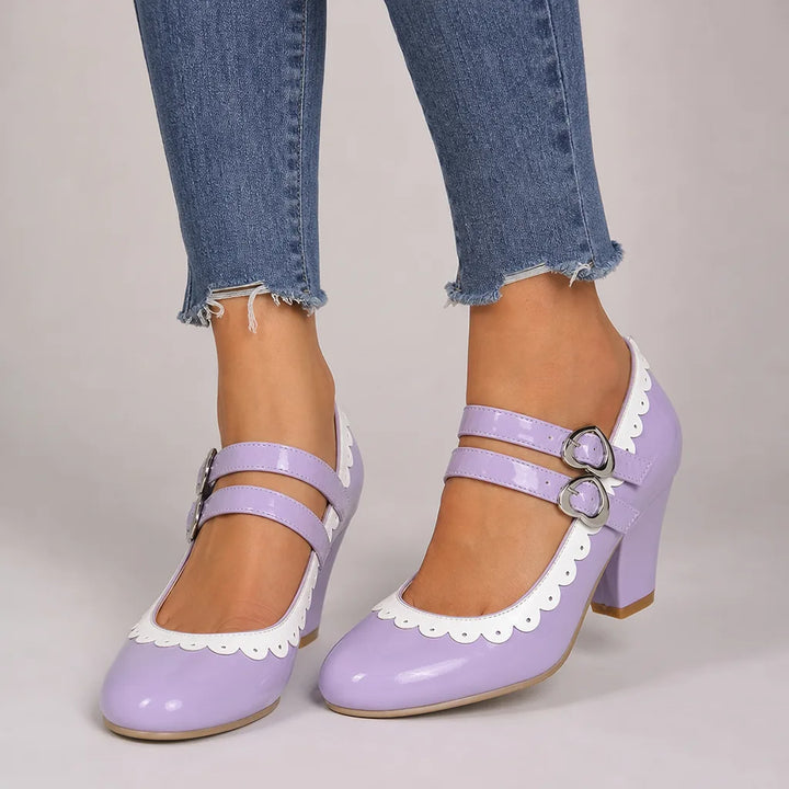 Laura | Women's Orthopedic Mary Jane Heels  - Color:Purple;Size:35