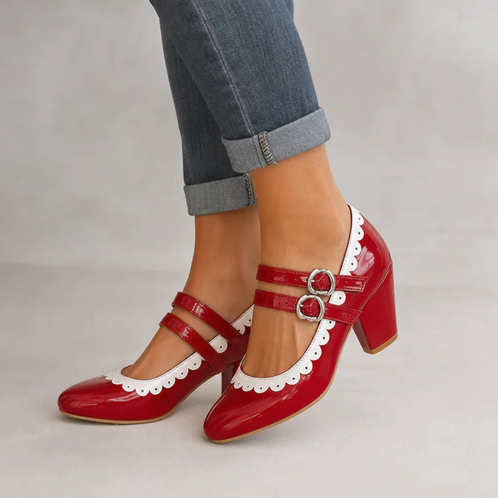 Laura | Women's Orthopedic Mary Jane Heels  - Color:Red;Size:35