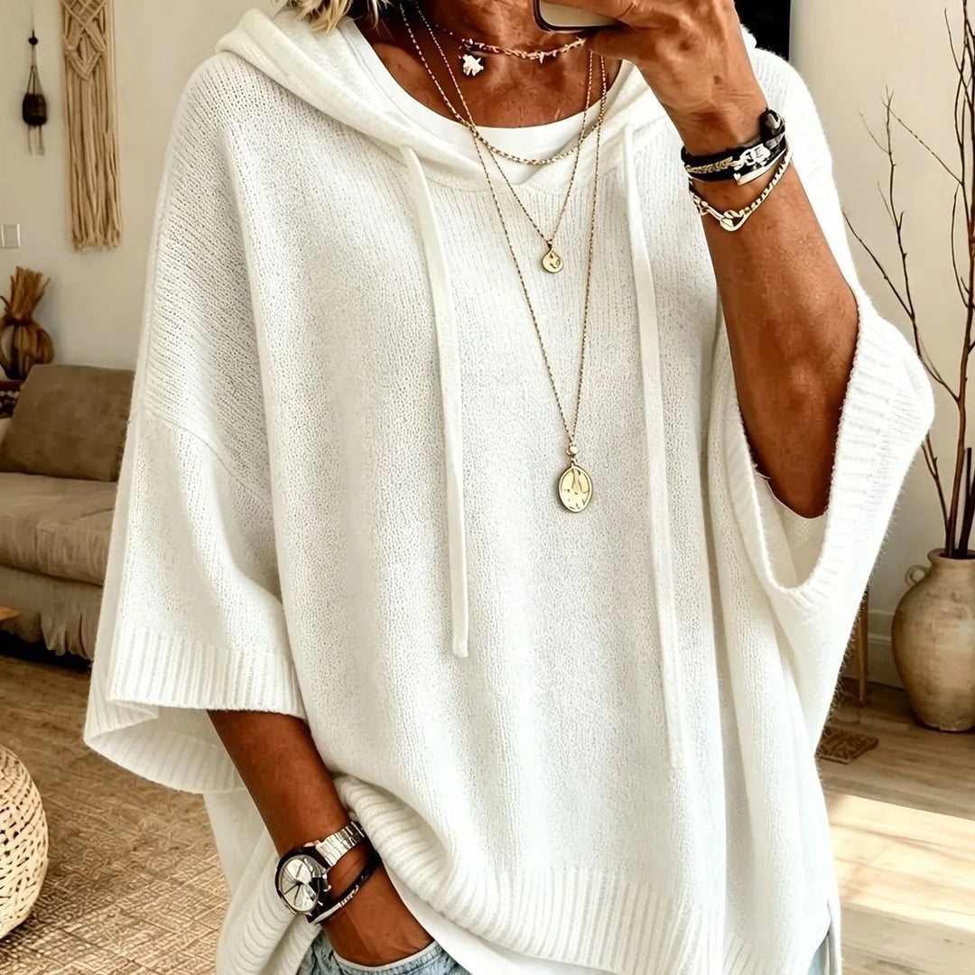 Lena | Women's Soft Knit Hoodie Sweater - Size:XS;Color:White