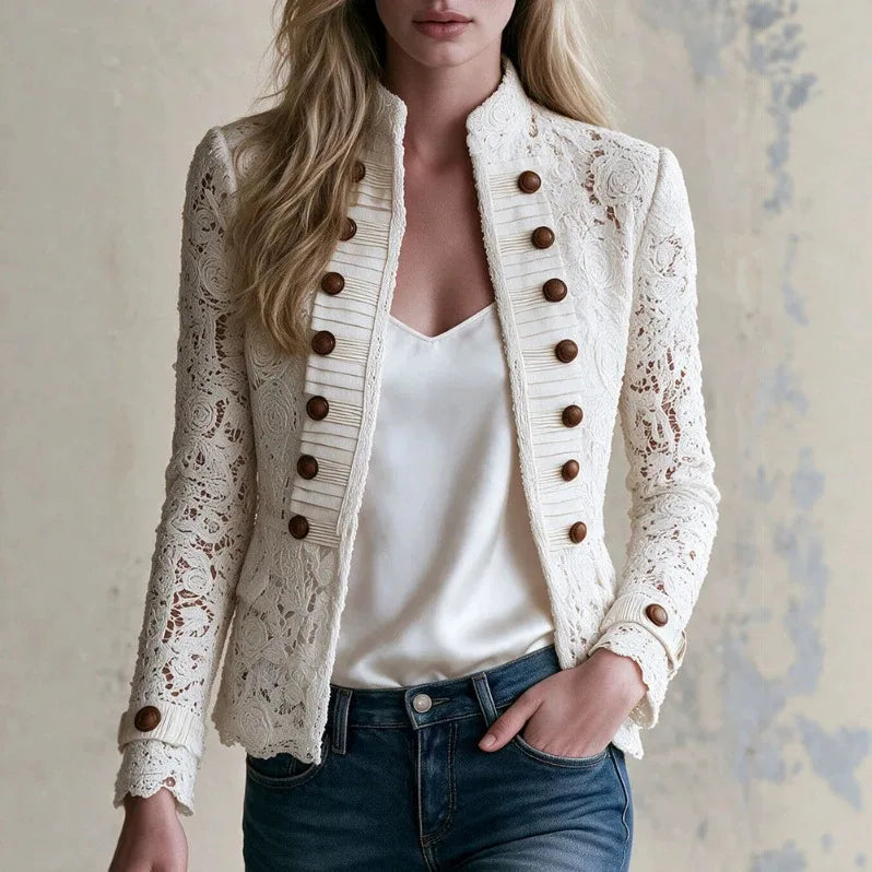 Lennox | Women's White Lace Jacket - White