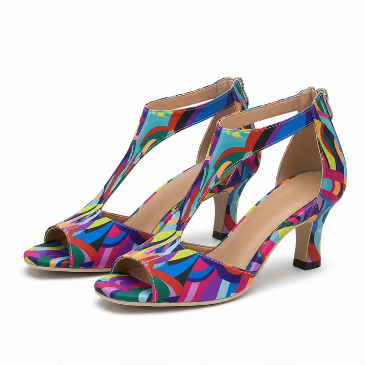 Liesel Designer T-Strap Heels - Color:Pink;Size:35