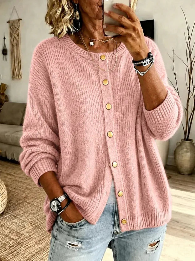 Liliana | Women's Soft Knit Cardigan - Color:Pink;Size:XS