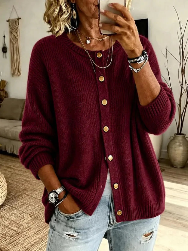 Liliana | Women's Soft Knit Cardigan - Color:Red;Size:XS
