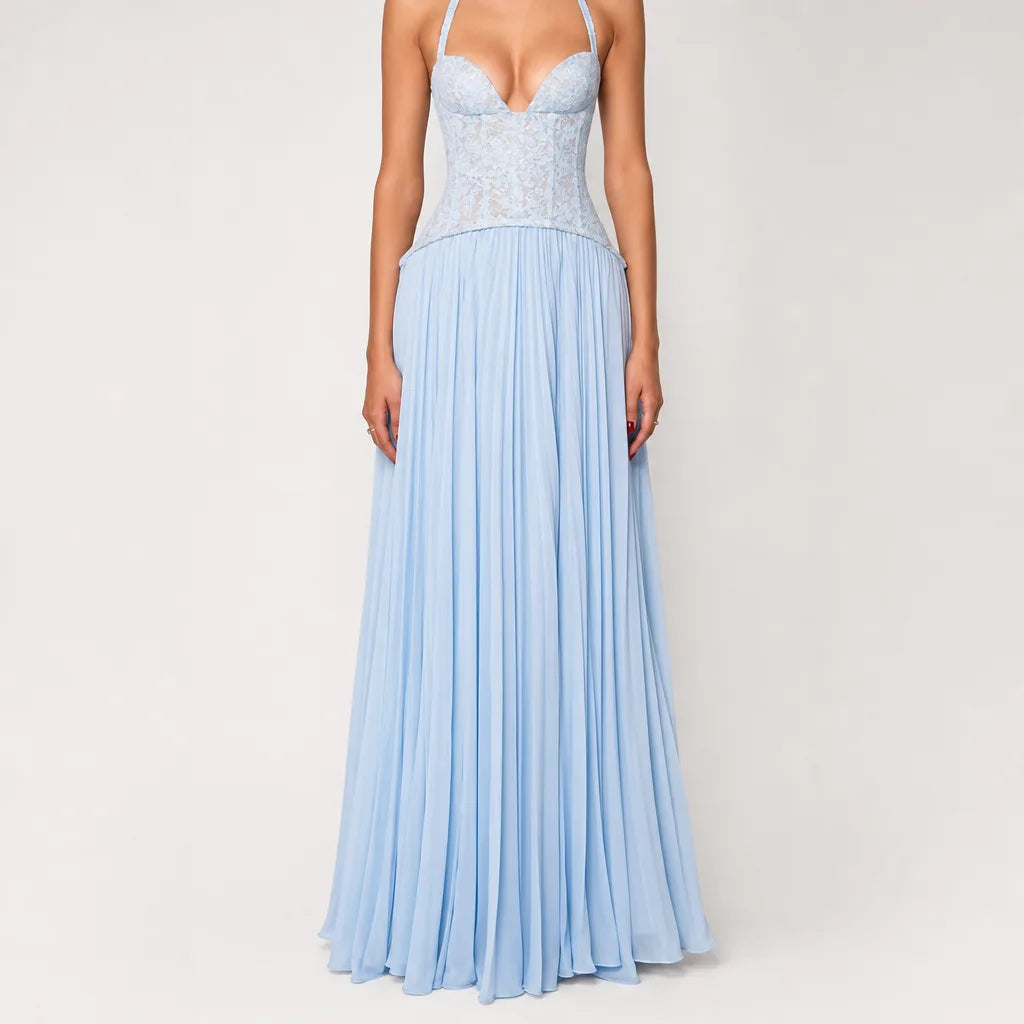 Liliane | Women's Fall Wedding Guest Maxi Dress - Color:Blue;Size:XXS