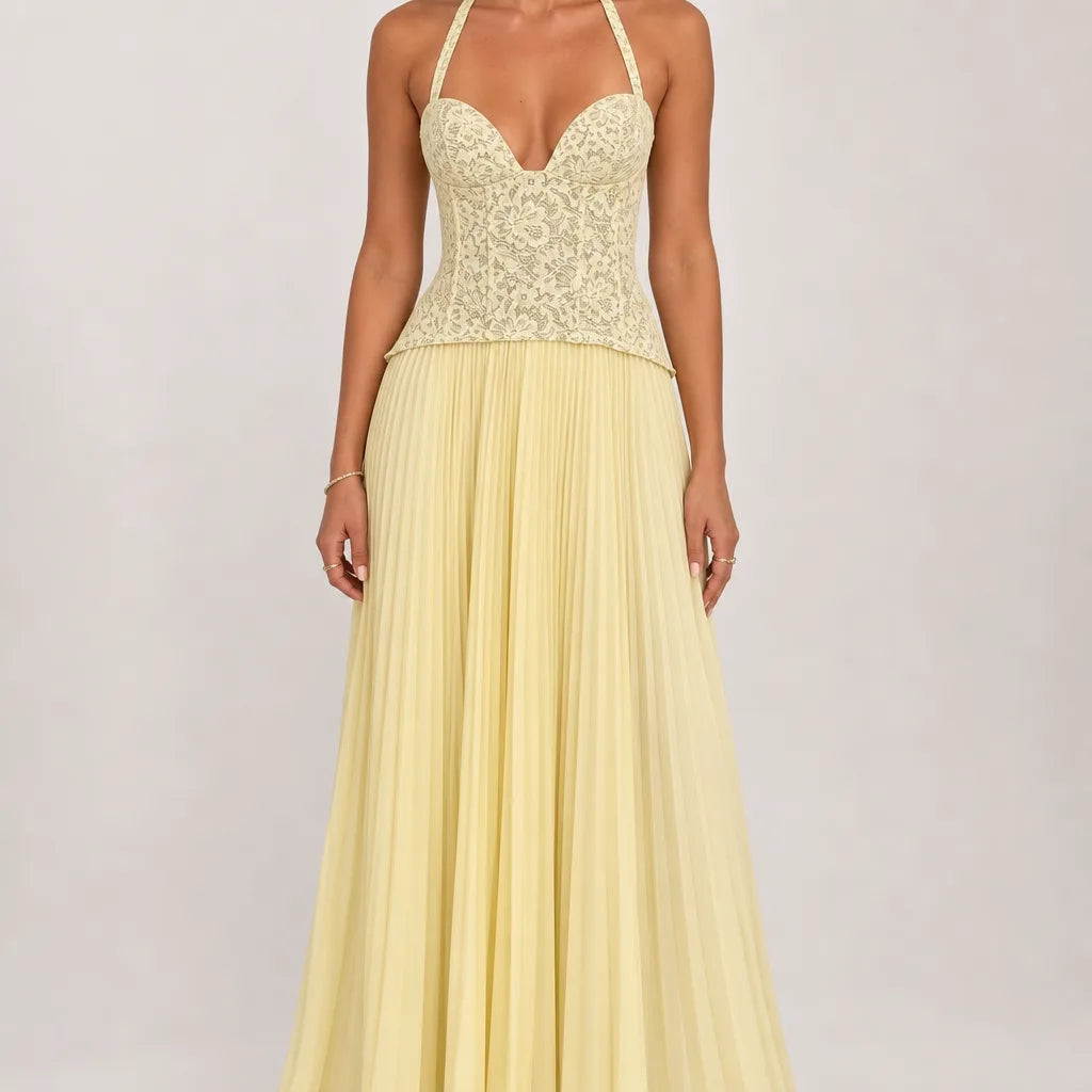 Liliane | Women's Fall Wedding Guest Maxi Dress - Color:Yellow;Size:XXS