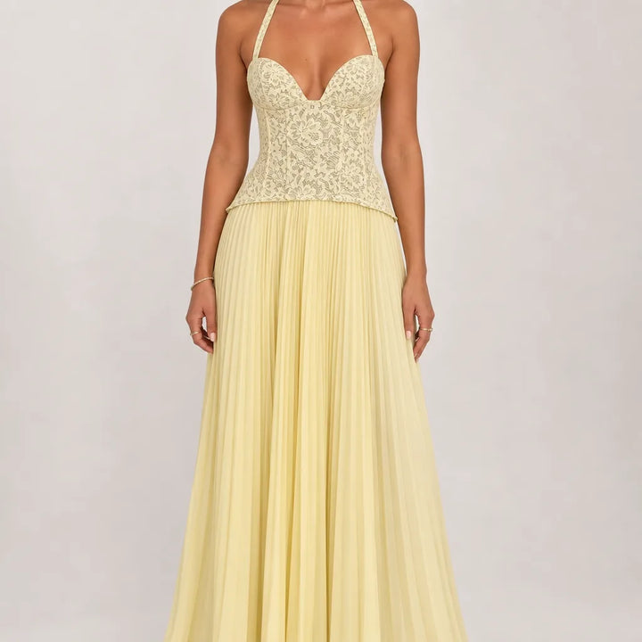 Liliane | Women's Fall Wedding Guest Maxi Dress - Color:Yellow;Size:XXS