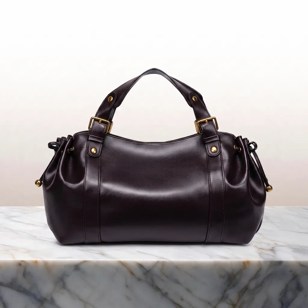Lillie Zip Top Tote - Color:Brown