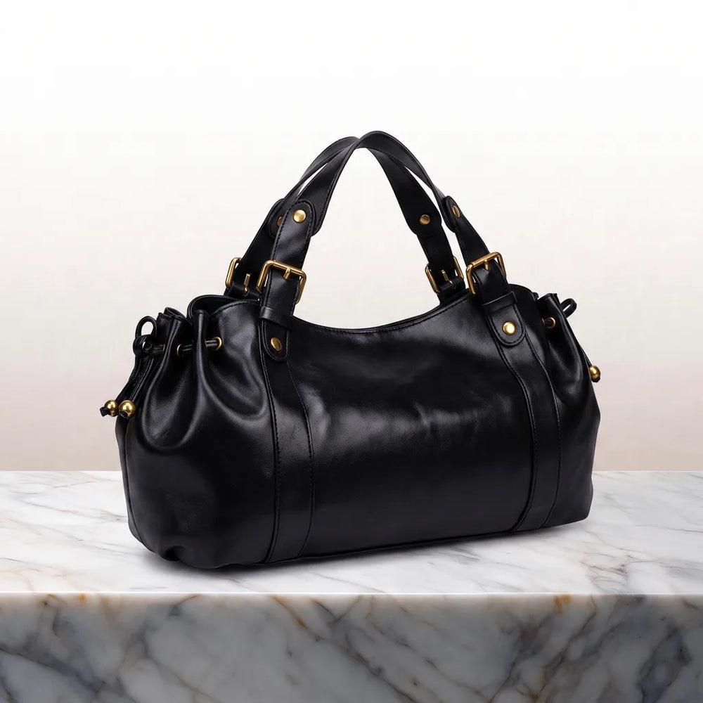 Women's Black Emerson Pleated Tote Bag