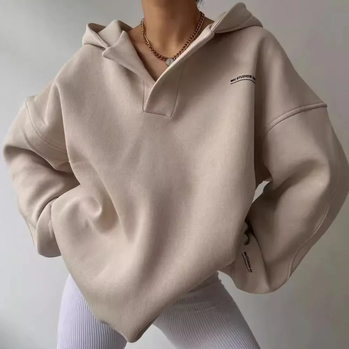 Lilly | Women's Oversized Hoodie  - Color:Beige;Size:S