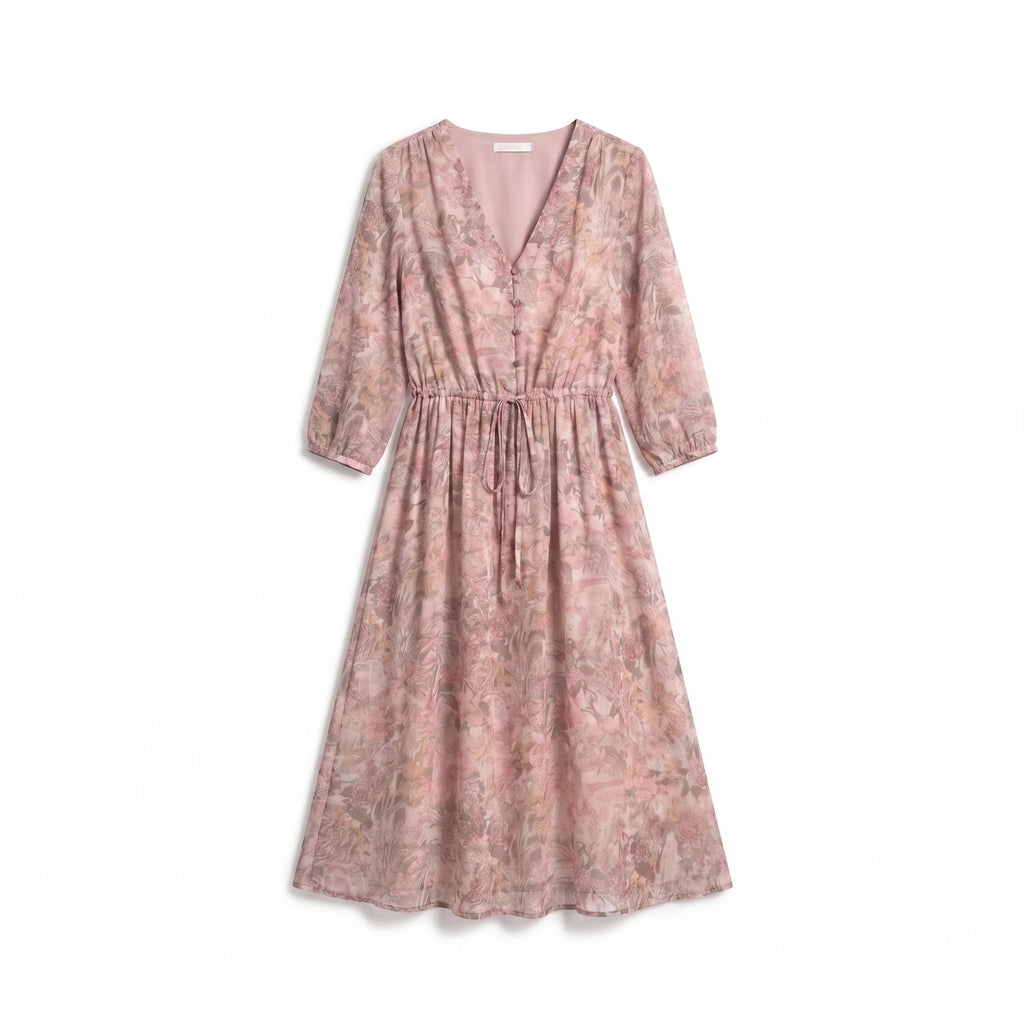 Lily Rose Chiffon Dress - Color:Pink;Size:XS