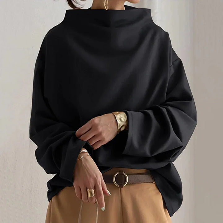 Lily | Women's Soft High-Neck Sweater  - Color:Black;Size:XS