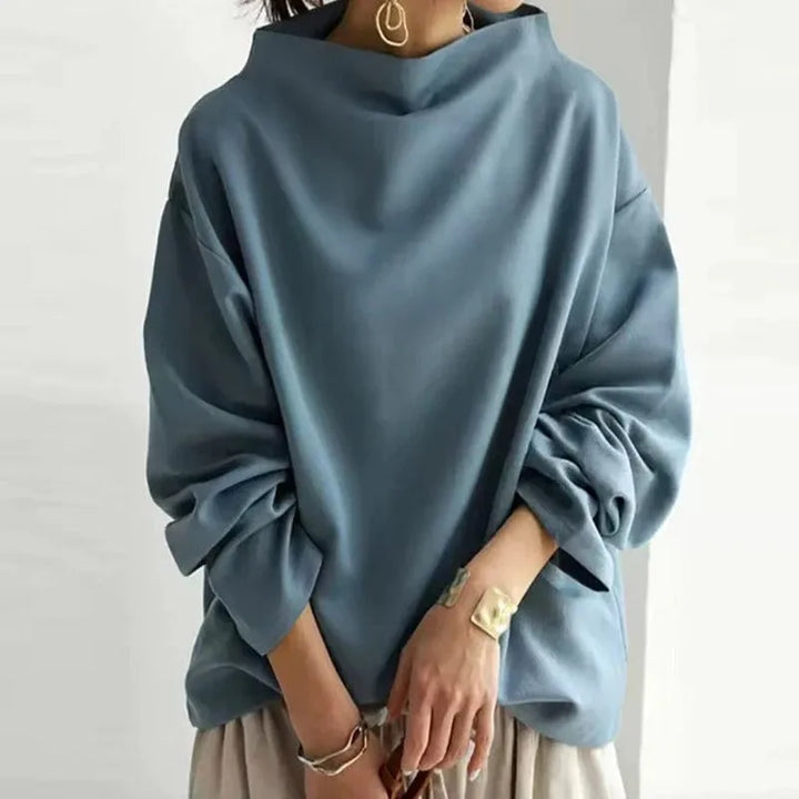 Lily | Women's Soft High-Neck Sweater  - Color:Blue;Size:XS