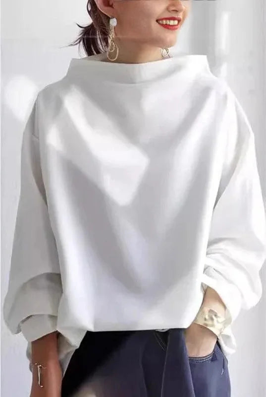 Lily | Women's Soft High-Neck Sweater  - Color:White;Size:XS