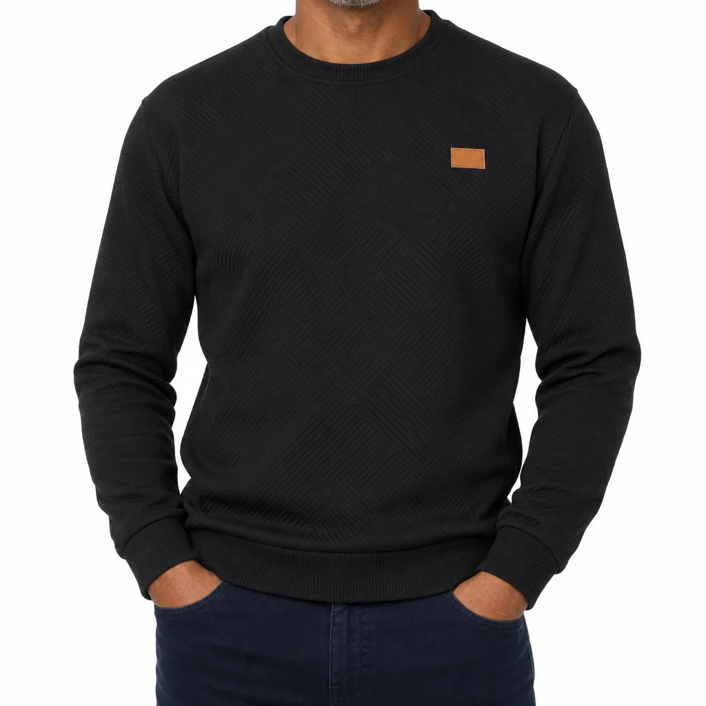 Lionel Textured Crewneck Sweater - Color:Black;Size:XS