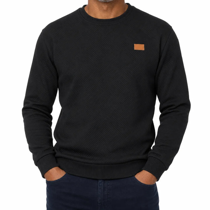 Lionel Textured Crewneck Sweater - Color:Black;Size:XS