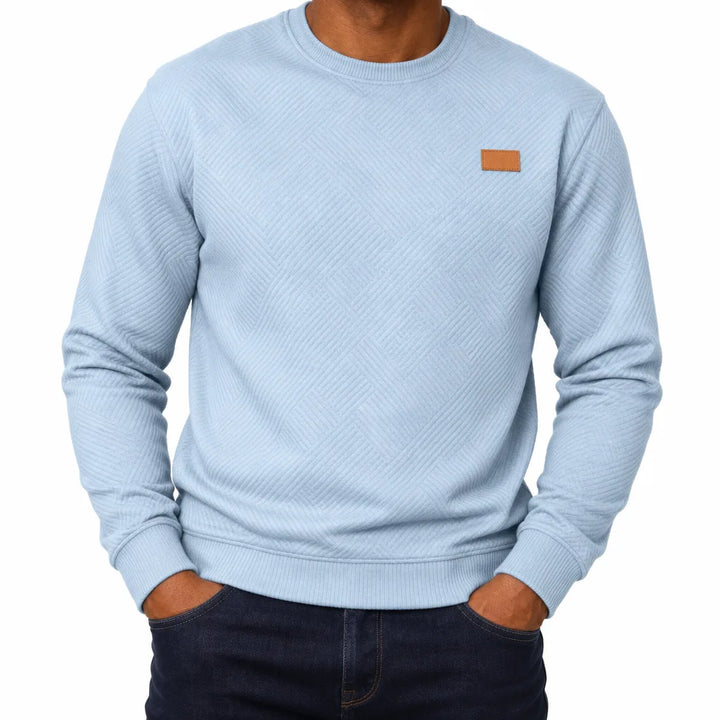 Lionel Textured Crewneck Sweater - Color:Blue;Size:XS