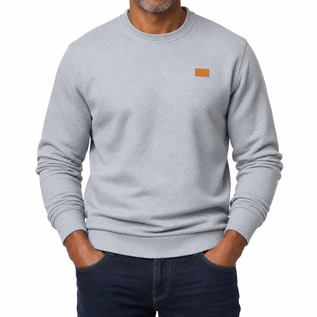 Lionel Textured Crewneck Sweater - Color:Gray;Size:XS