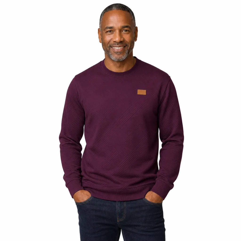 Men's Red Serena Textured Crewneck Sweatshirt