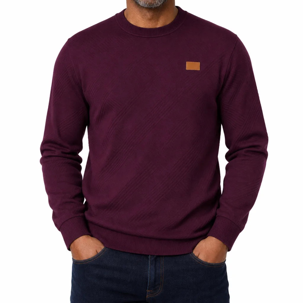 Men's Red Serena Textured Crewneck Sweatshirt
