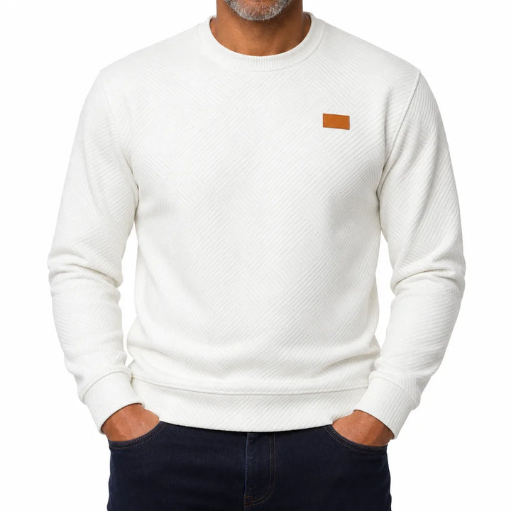 Lionel Textured Crewneck Sweater - Color:White;Size:XS