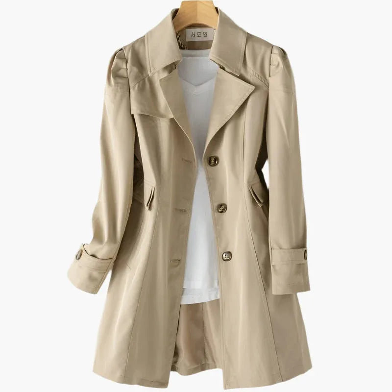Lisa | Women's Classic Trench Coat - Color:Khaki;Size:S