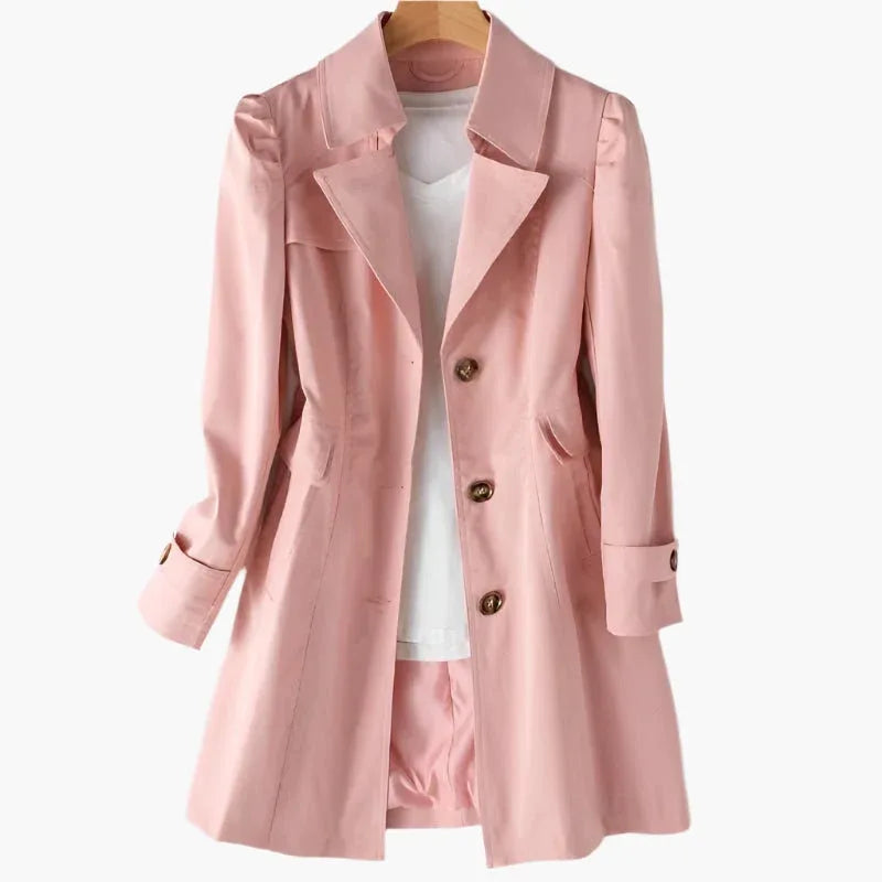 Lisa | Women's Classic Trench Coat - Color:Pink;Size:S
