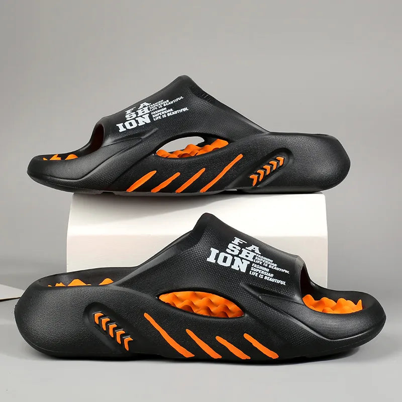 Logan Ventilated Comfort Slides - Color:Black;Size:4–5
